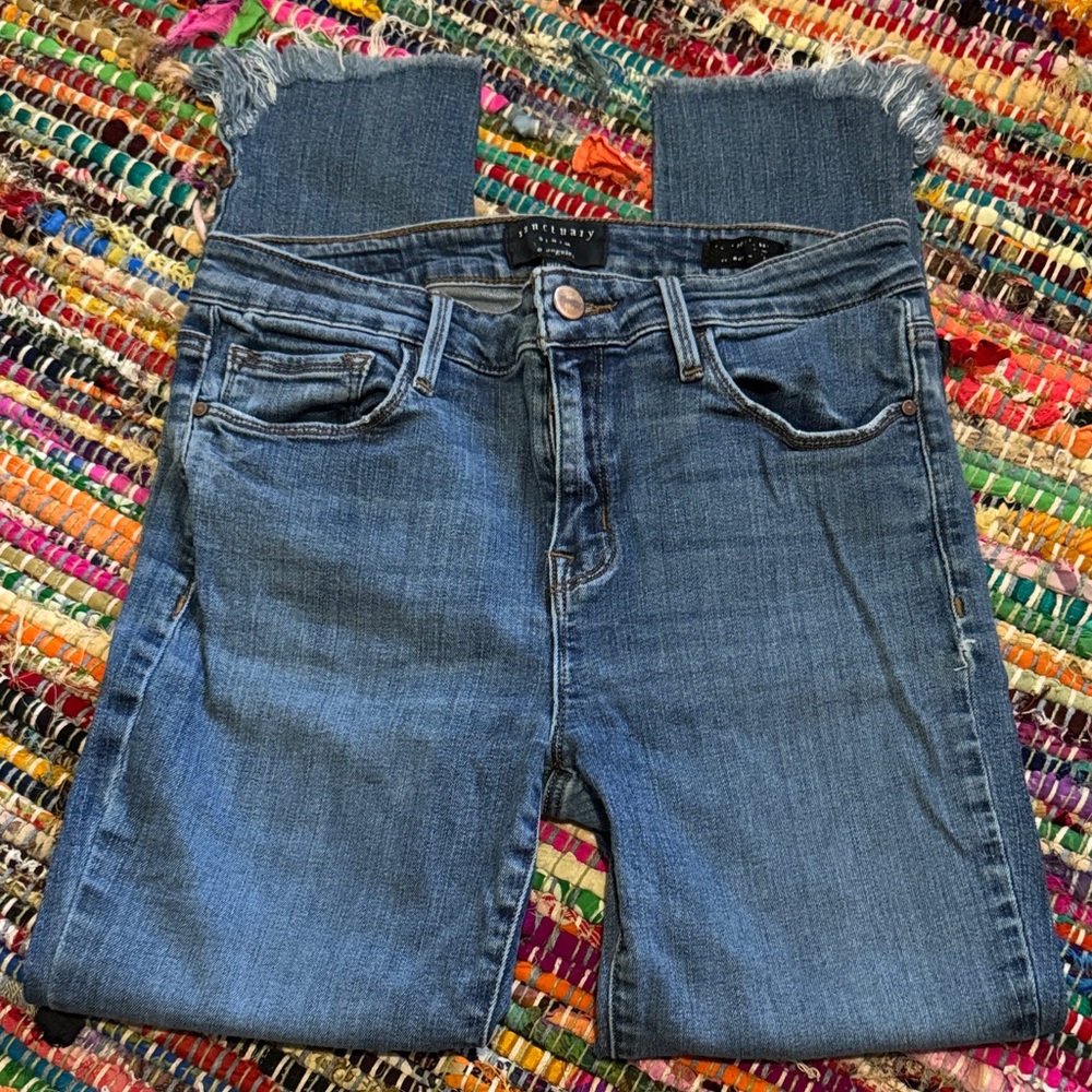 Sanctuary Blue Frayed Hem Women's Jeans ankle length size 27 8